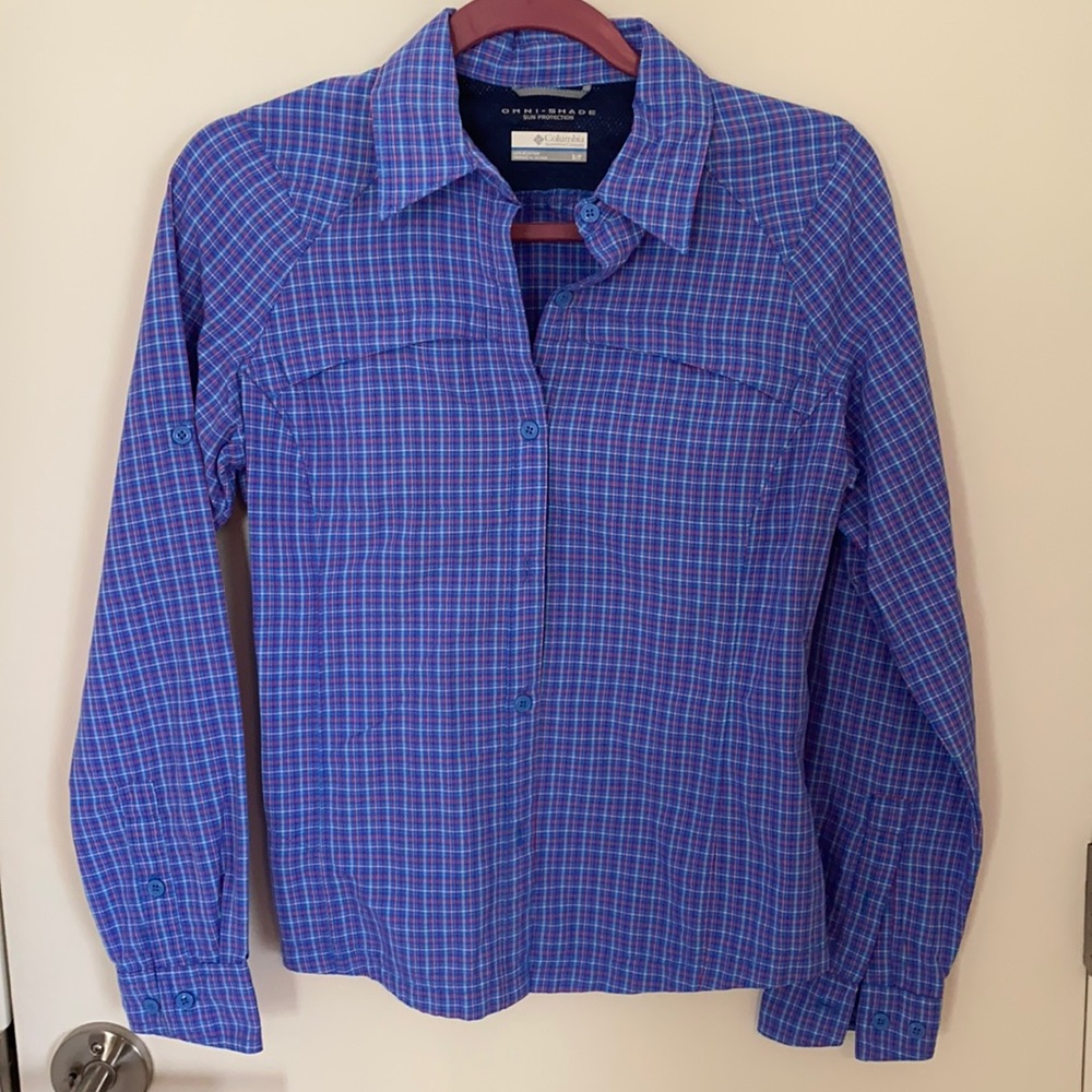 Columbia Silver Ridge Blue Plaid Shirt, Small